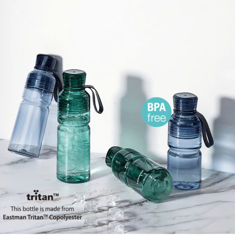 Bình nước nhựa Tritan LocknLock Sport Bottle ABF770 Màu Xanh Dương dung tích 680ml, có quai cầm, chống rỉ nước -K-MALL