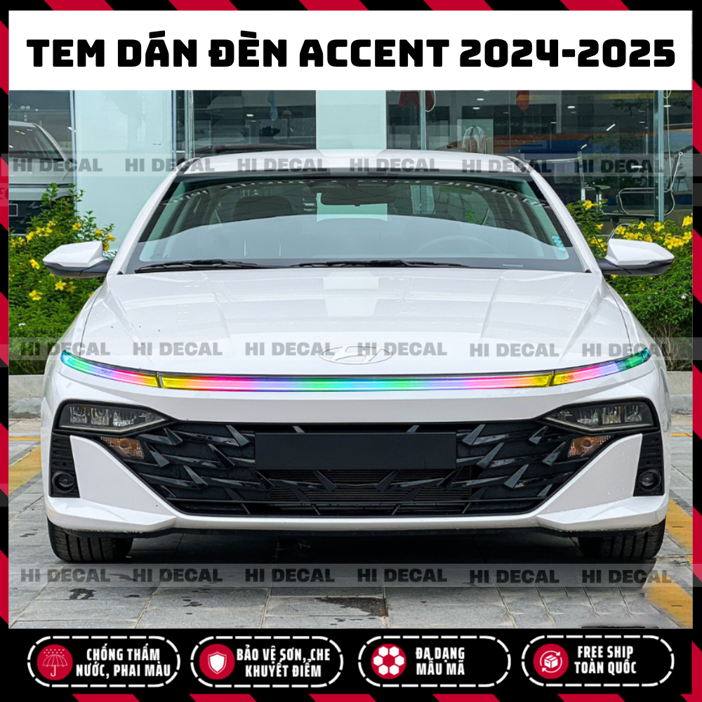Tem dán đèn Accent 2024 - 2025.  hyundai Accent dán Decal dán đèn trang trí xe Huyndai Accent chống nước, bền màu