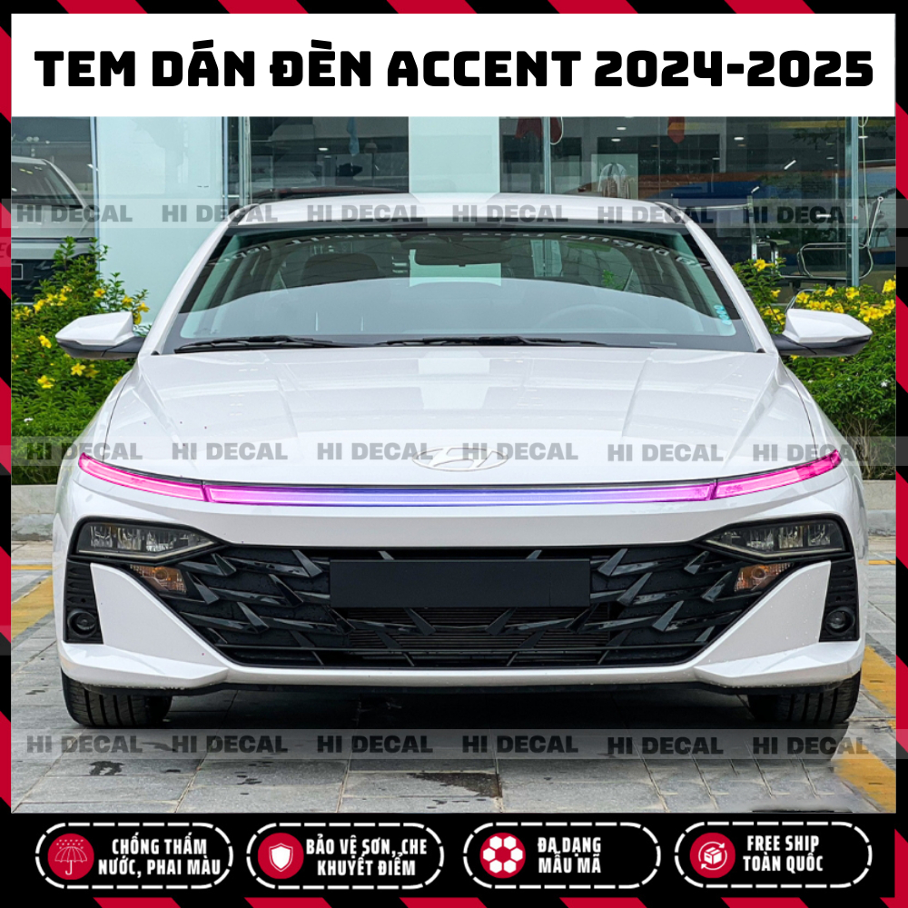 Tem dán đèn Accent 2024 - 2025.  hyundai Accent dán Decal dán đèn trang trí xe Huyndai Accent chống nước, bền màu