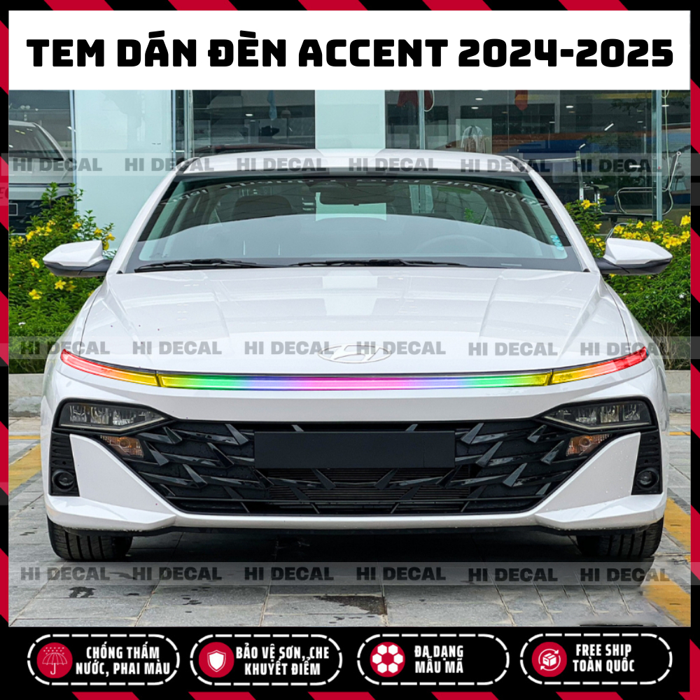 Tem dán đèn Accent 2024 - 2025.  hyundai Accent dán Decal dán đèn trang trí xe Huyndai Accent chống nước, bền màu