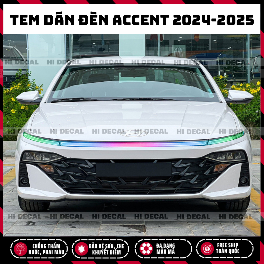 Tem dán đèn Accent 2024 - 2025.  hyundai Accent dán Decal dán đèn trang trí xe Huyndai Accent chống nước, bền màu