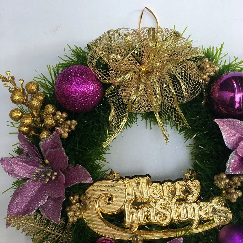 Vòng nguyệt quế giáng sinh trang trí nhà cửa đường kính 30cm