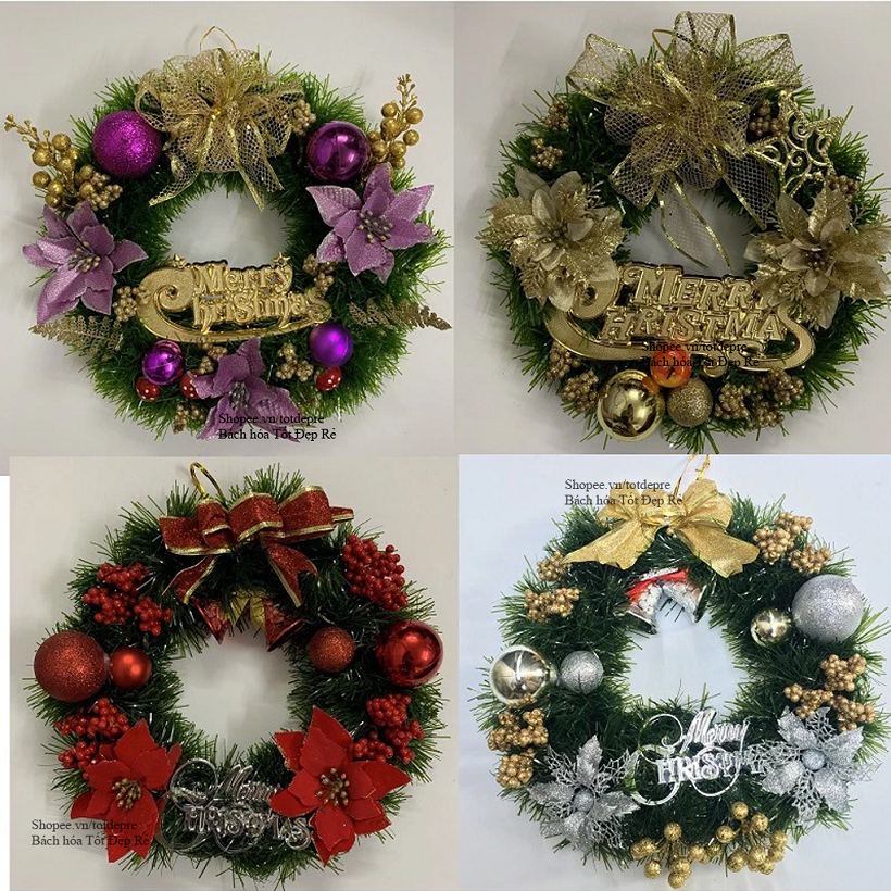 Vòng nguyệt quế giáng sinh trang trí nhà cửa đường kính 30cm