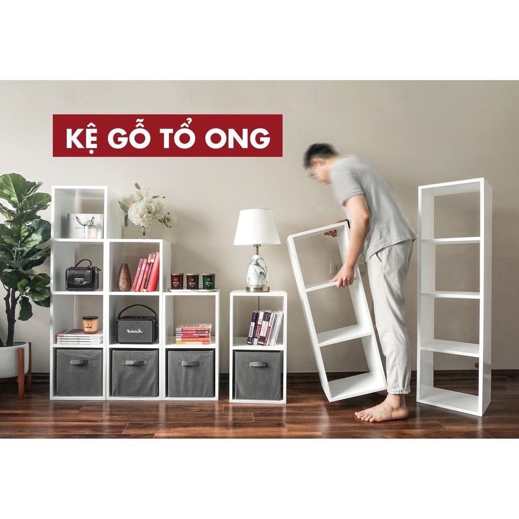 Kệ Sách Gỗ - Kệ Để Đồ Gỗ Đa Năng Tổ Ong Nhiều Tầng Lắp Ghép Cực Tiện Ích