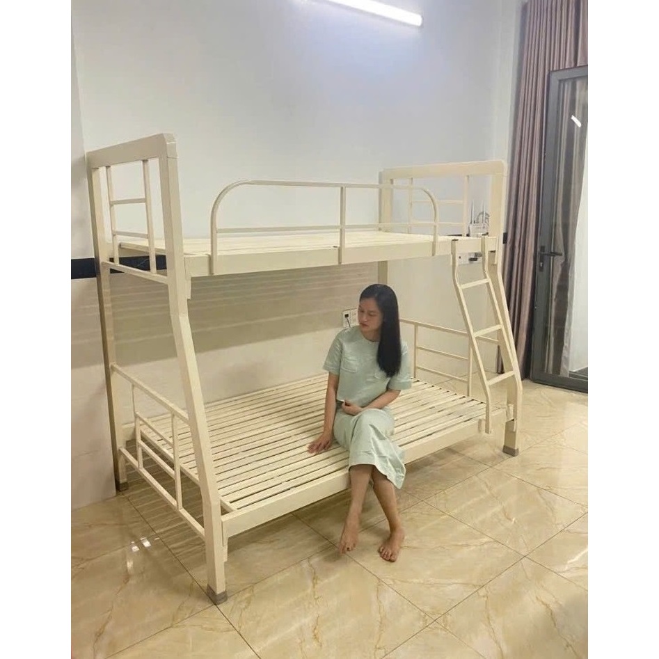 Giường 2 tầng sắt hộp vuông 4x8, sơn tĩnh điện chống ghỉ dày dặn và chắc chắc cho người lớn, trẻ em.