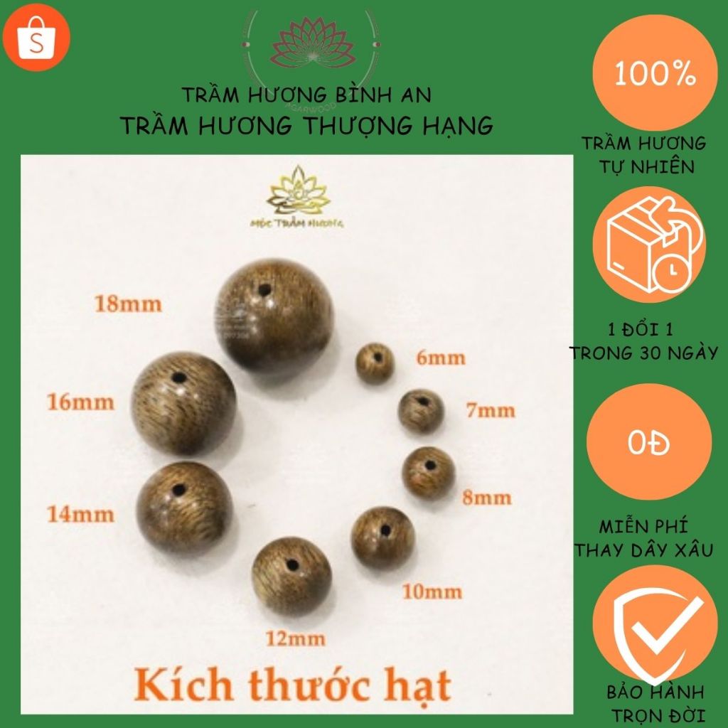 Hạt Trầm Hương Tự Nhiên Lẻ – Xỏ Dây Handmade Theo Ý Thích | Nhiều Size 4–14mm