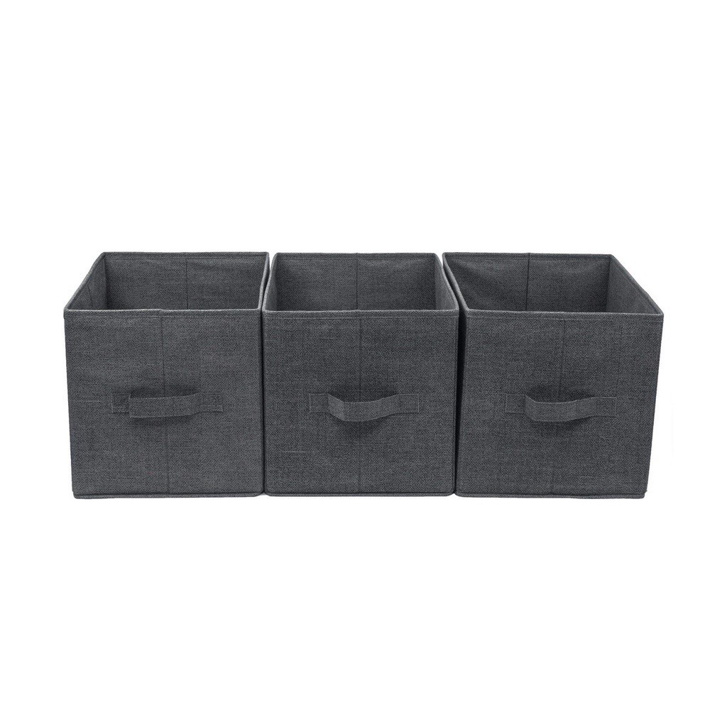 SET 3 Hộp Vải Đựng Quần Áo Có Tay Cầm Màu BE Và GHI Tiện Dụng