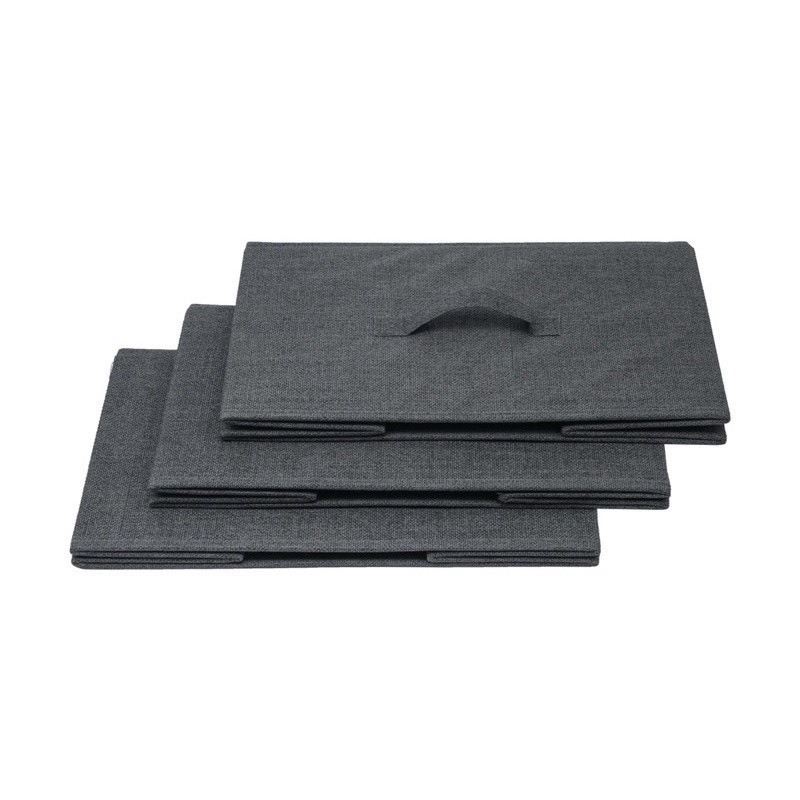 SET 3 Hộp Vải Đựng Quần Áo Có Tay Cầm Màu BE Và GHI Tiện Dụng