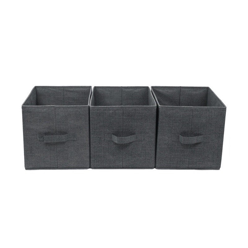 SET 3 Hộp Vải Đựng Quần Áo Có Tay Cầm Màu BE Và GHI Tiện Dụng