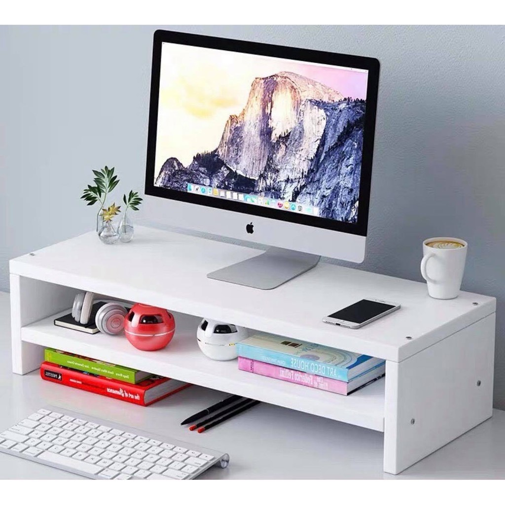 KỆ ĐA NĂNG VÀ MÁY TÍNH MÀU TRẮNG ĐỂ BÀN LÀM VIỆC TIỆN ÍCH