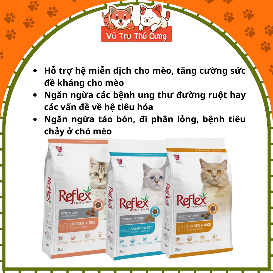 Thức Ăn Hạt Reflex cho mèo từ Thỗ Nhĩ Kỳ 2Kg