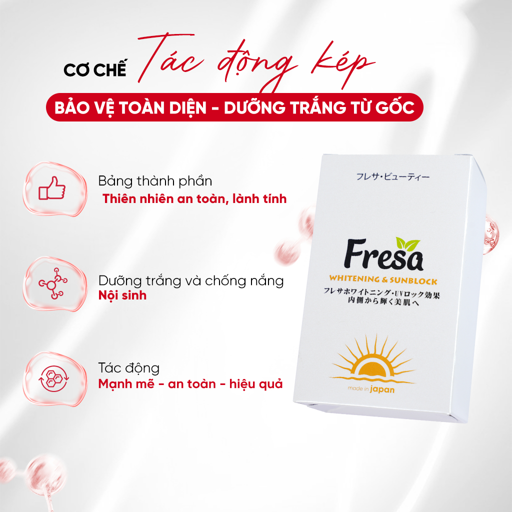 Ảnh Hộp viên uống trắng da và chống nắng nội sinh Fresa Whitening & Sunblock 3