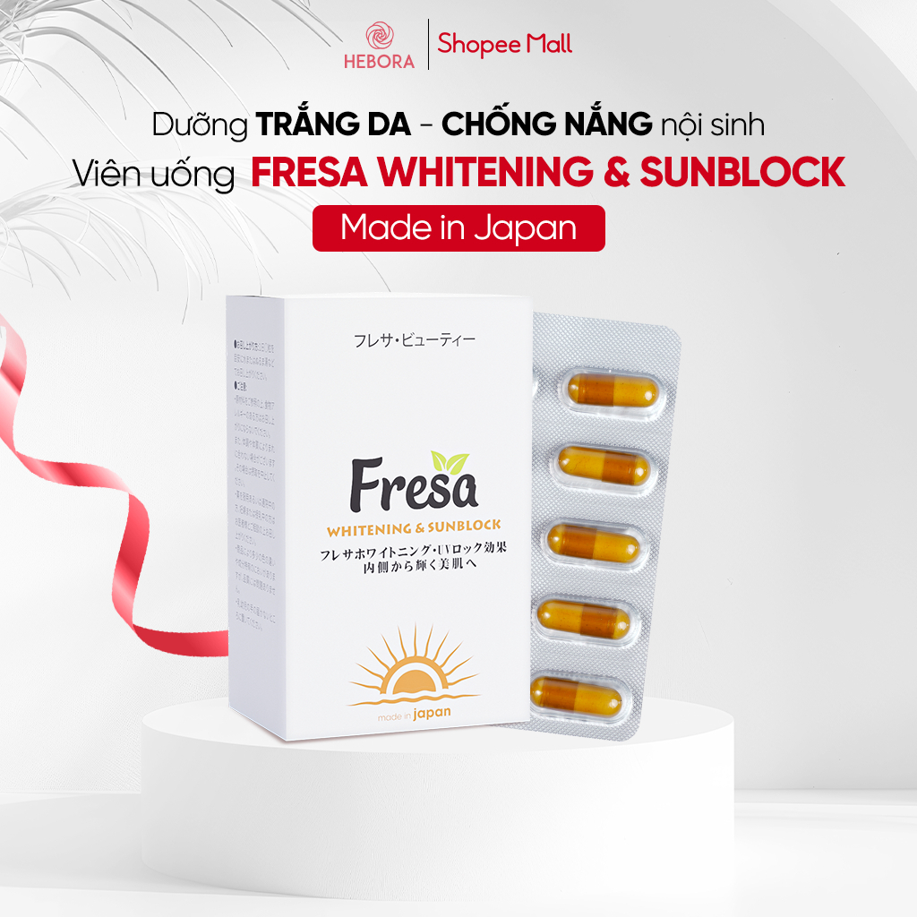 Ảnh Hộp viên uống trắng da và chống nắng nội sinh Fresa Whitening & Sunblock 1