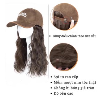[TẶNG LƯỢC] IK Mũ Tóc Giả Lưỡi Trai Mũ Bóng Chày Chống Nắng Tóc Xoăn Dài U13