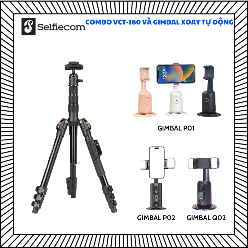 Combo Tripod Yunteng VCT-180 Và Gimbal P01/P02/Q02 - Phụ Kiện Quay Video, Livestream, Chụp Ảnh