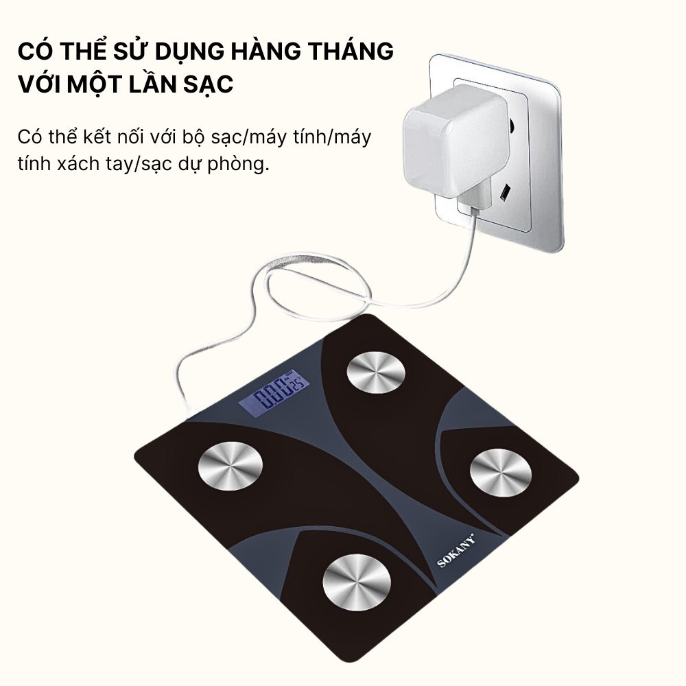 Ảnh Cân điện tử sức khỏe thông minh SOKANY SK-19029 kết nối bluetooth đo và phân tích các chỉ số cơ thể 1