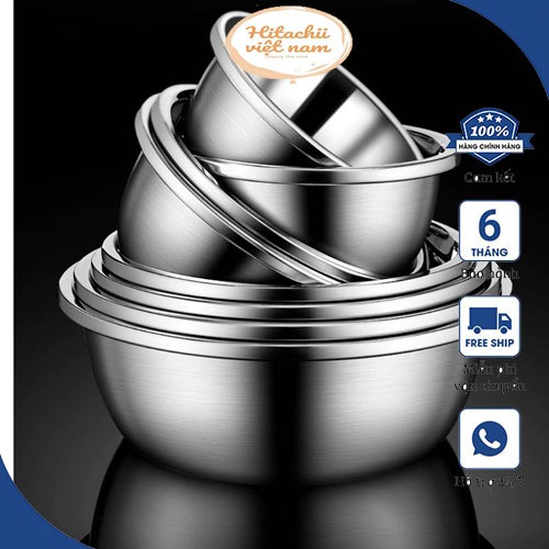 Thau inox đa năng inox 304 - Chậu inox cao cấp dày dặn có viền cầm tay ...