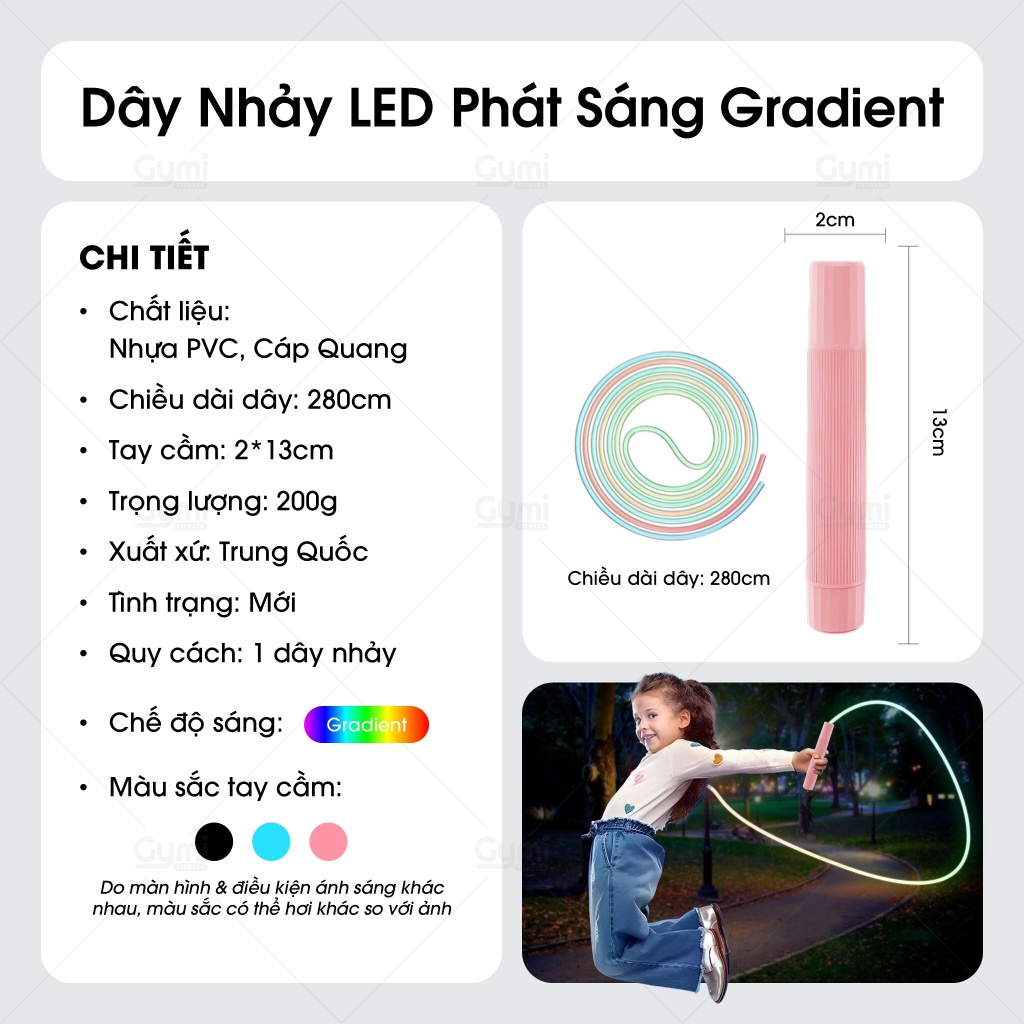 Dây Nhảy PU Phát Sáng Hiệu Ứng Chuyển Màu - LED Jump Rope - DN08