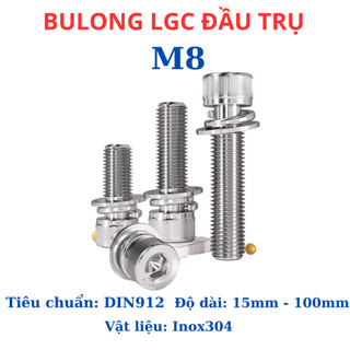 Bulong lục giác chìm đầu trụ inox304 M8 (8li) dài 15 mm - 100mm.