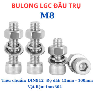 Bulong lục giác chìm đầu trụ inox304 M8 (8li) dài 15 mm - 100mm.