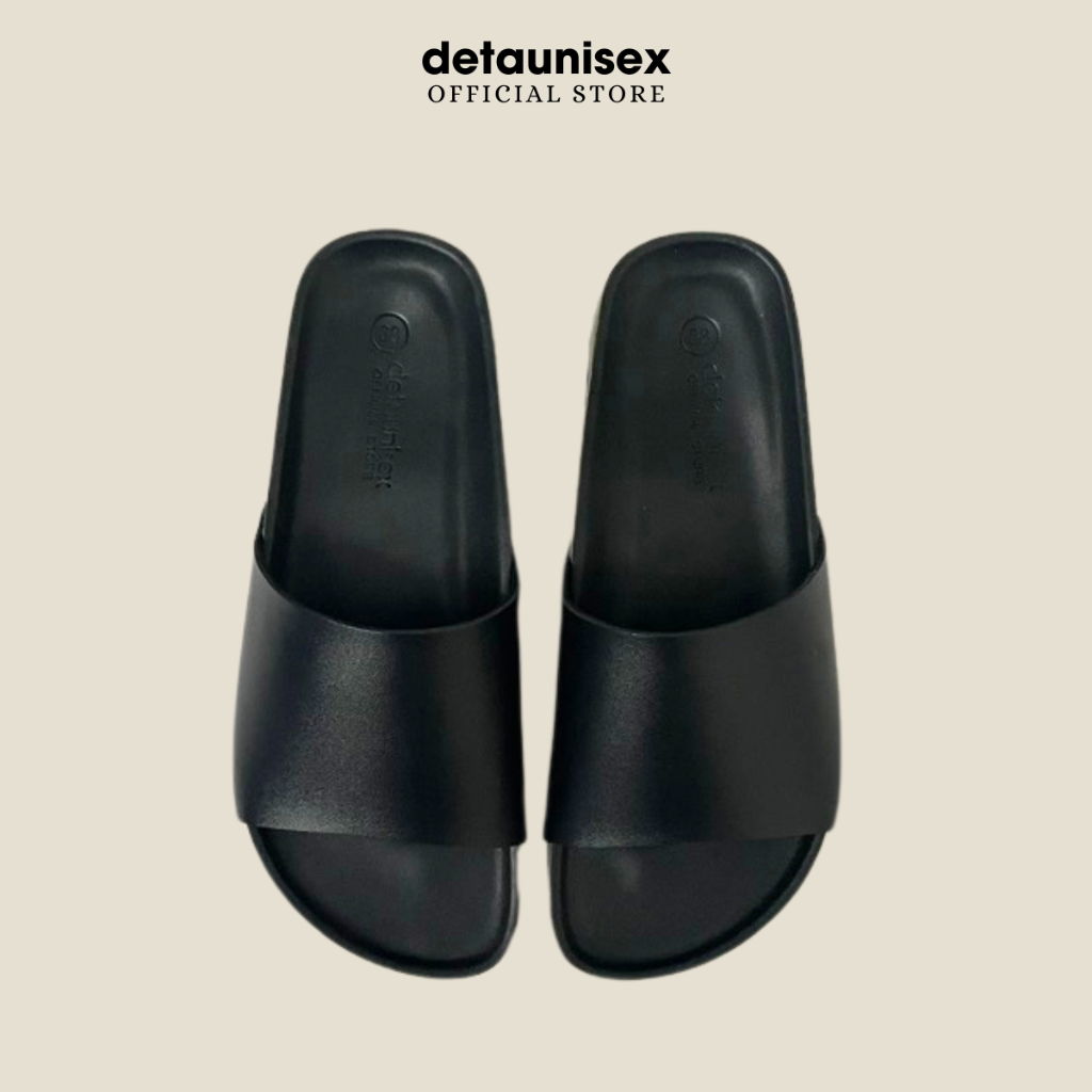 Ảnh Dép Birken đế trấu nam nữ quai bảng ngang DETAUNISEX màu đen lót đen - DETA12F 1