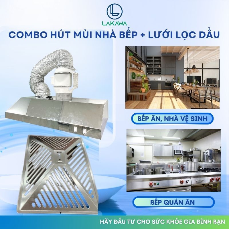 Combo Máng Hút Mùi Inox Và Lưới Lọc Dầu Lakawa Cho Máy Hút Mùi Nhà Bếp ...