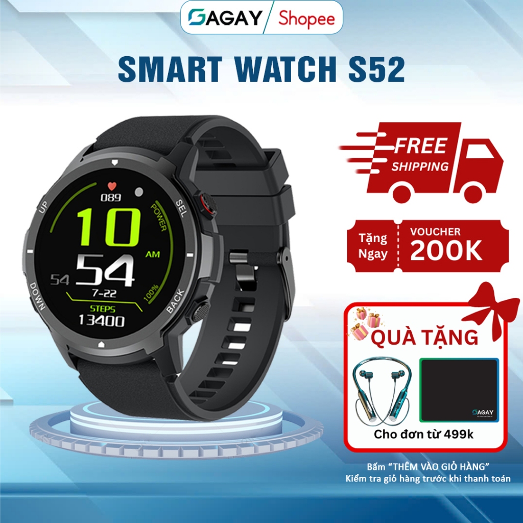 Đồng hồ thông minh Smart watch S52 Pro nghe gọi, Đồng hồ thể thao đo ...