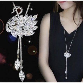 IK Dây Chuyền Vòng Cổ Dáng Dài Mặt Hoa Đính Đá Pha Lê Sang Trọng Có Thể Điều Chỉnh Kích Thước N24