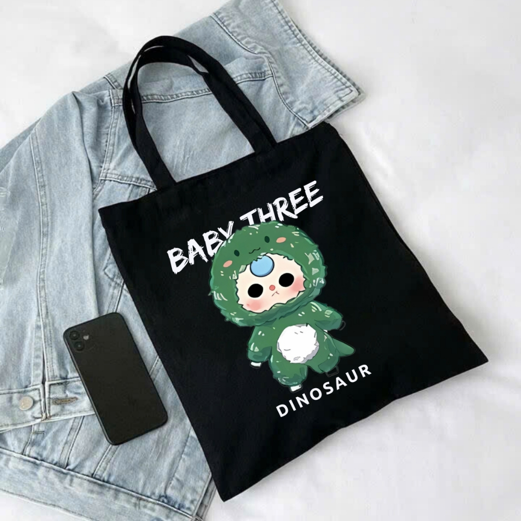 Túi Tote Baby Three vải Canvas cực đẹp - túi đeo vai màu đen trắng nhiều babythree hình kích thước 35x40 tota064