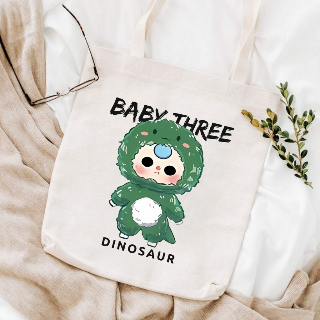 Túi Tote Baby Three vải Canvas cực đẹp - túi đeo vai màu đen trắng nhiều babythree hình kích thước 35x40 tota064