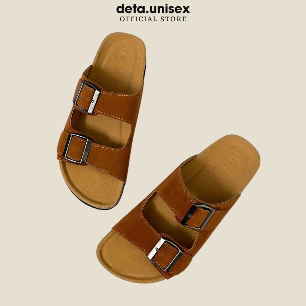 Ảnh Dép Birken đế trấu quai ngang 2 khoá quai da lộn may chỉ nam nữ thời trang DETAUNISEX - DETA27 3