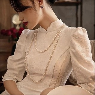 IK Vòng Cổ Ngọc Trai Nhân Tạo Hàng Loại 1 Mặc Áo Dài Tết 2025 Nhiều Tầng Sang Trọng