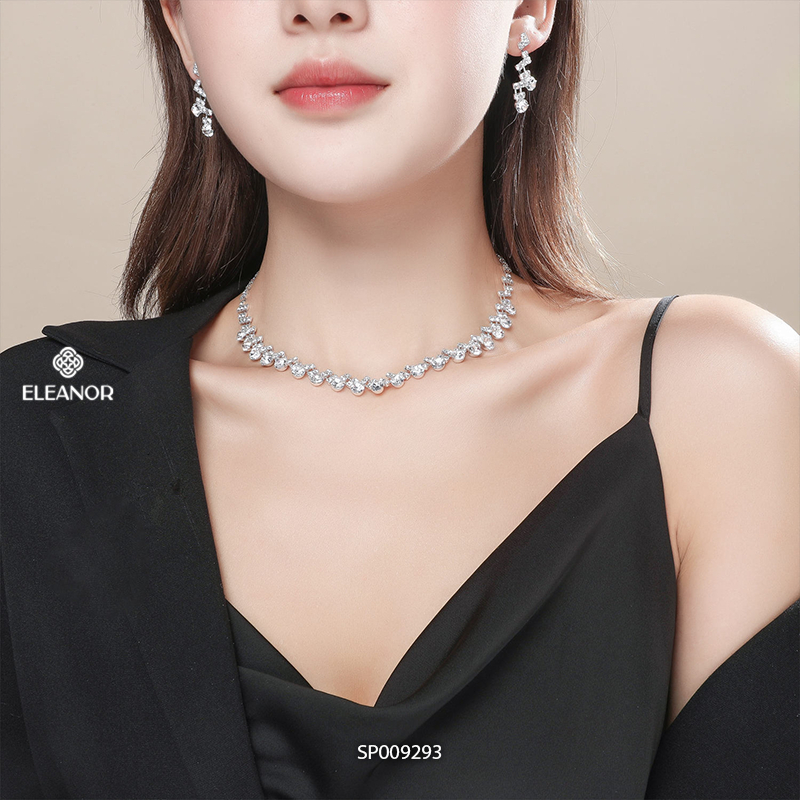 Dây chuyền nữ Eleanor Accessories đính đá lấp lánh đi tiệc phụ kiện trang sức vòng cổ 9293