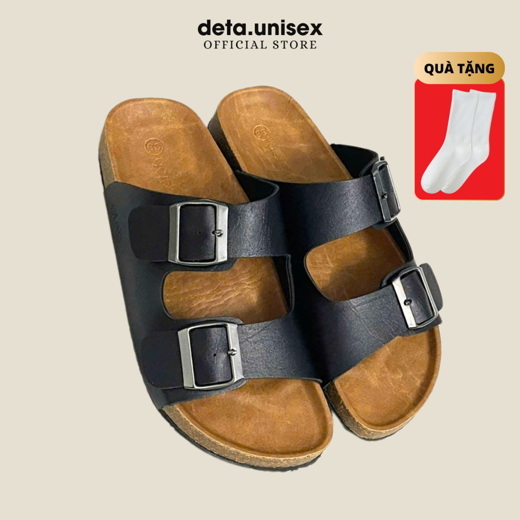 Ảnh Dép Birken đế trấu quai ngang 2 khoá nam nữ thời trang DETAUNISEX - DETA21 1
