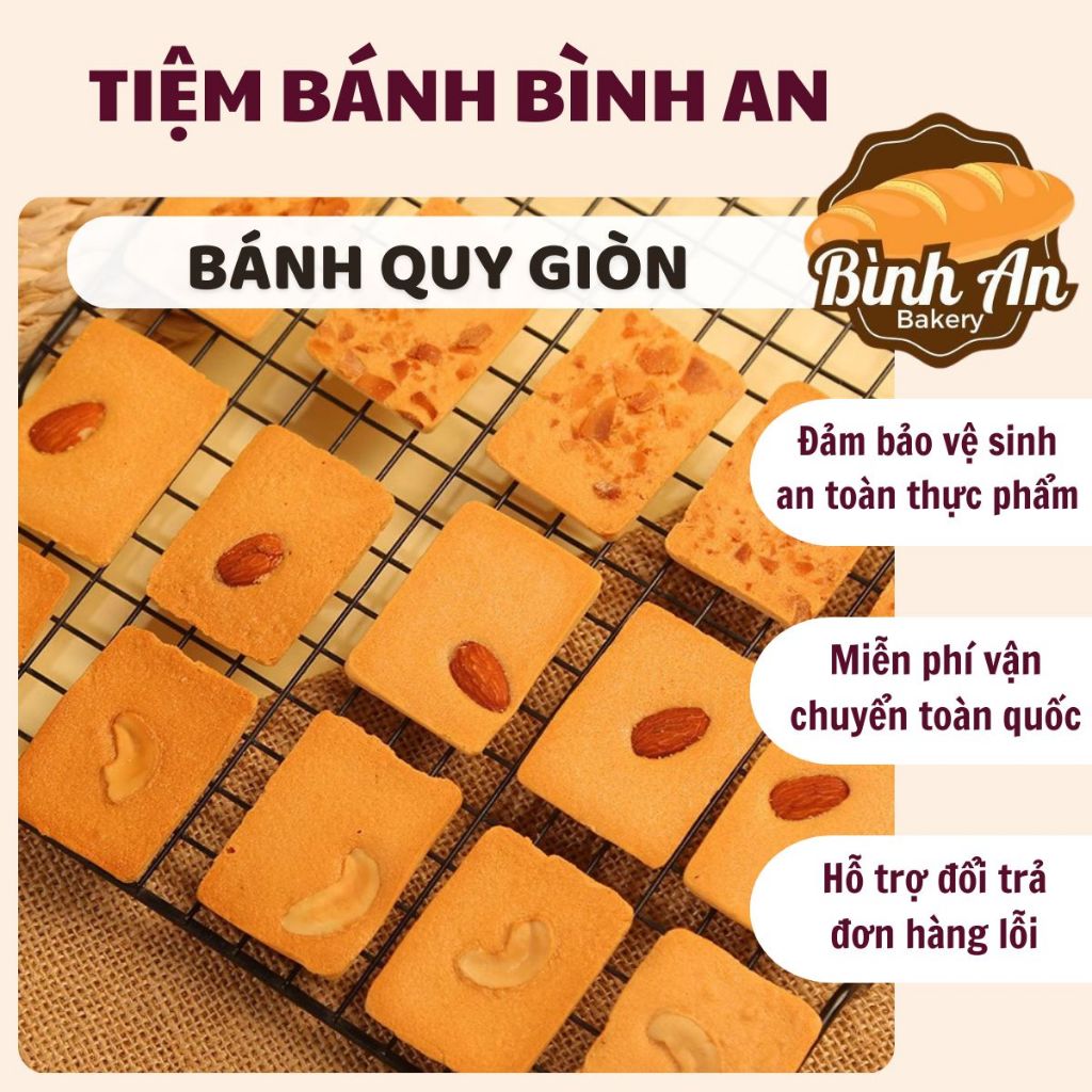 Bánh Quy Giòn Rụm Mix 3 Vị Hạt Điều, Hạnh Nhân, Dừa Vụn Giòn, Đồ Ăn Nhẹ ...