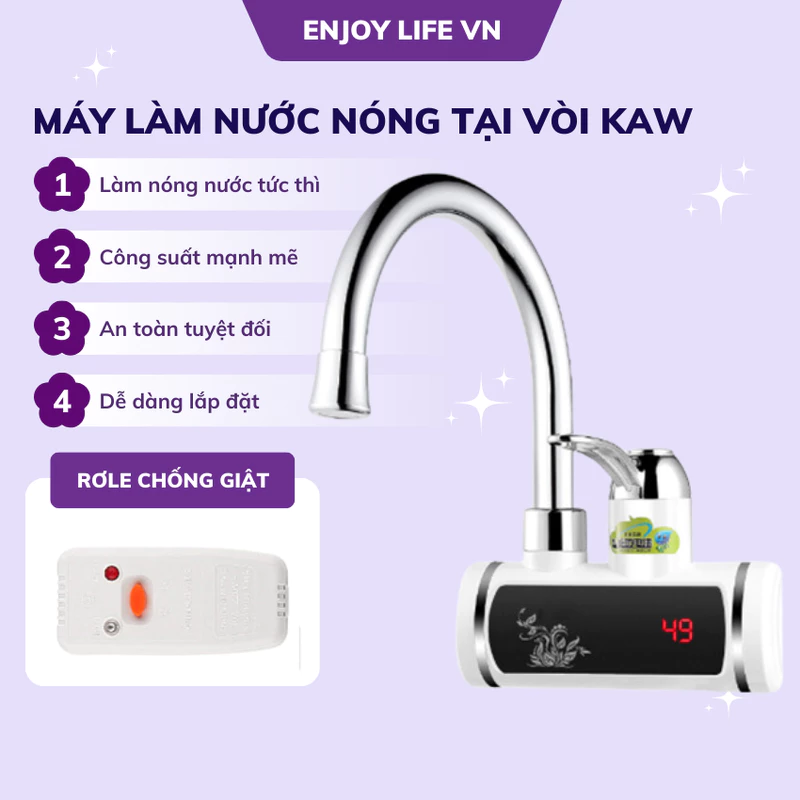 Máy nước nóng lạnh lắp đặt tại vòi, vòi nước nóng lạnh trực tiếp, loại gắn chậu rửa - Lavabo - Gắn tường — ảnh 1