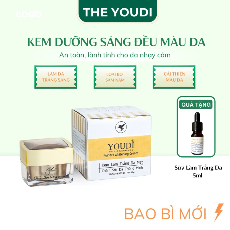 Kem dưỡng trắng da YOUDI giữ ẩm mờ thâm sạm se khít lỗ chân lông 10g