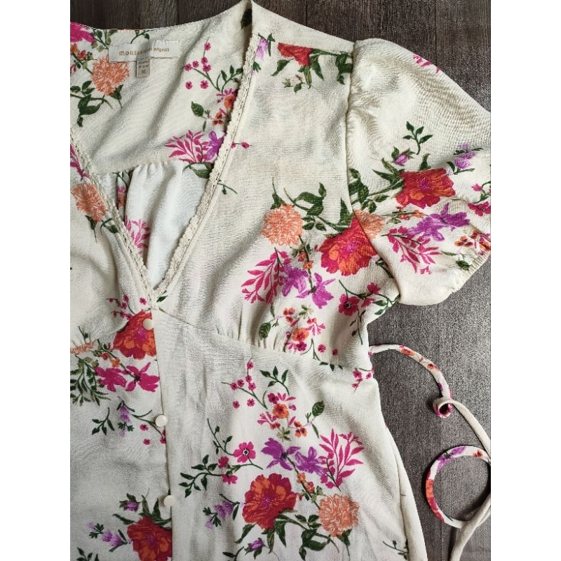 (BomoHouse) Đầm maxi hoa cổ ren eo thun Monteau* bigsize - dư xịn