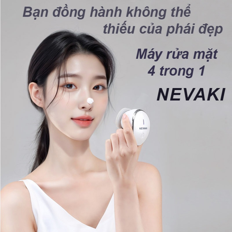 Máy rửa mặt 4 trong 1 NEVAKI tẩy trang rửa mặt đẩy tinh chất và massage nâng cơ - Bảo hành 1 năm