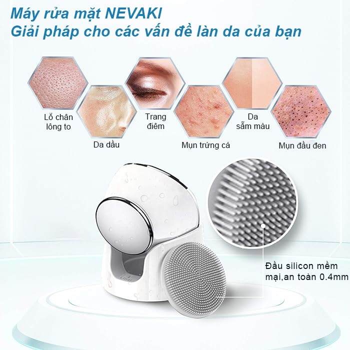 Chuột rửa mặt 4 trong 1 NEVAKI, máy tẩy trang rửa mặt đẩy tinh chất và massage nâng cơ - Bảo hành 1 năm