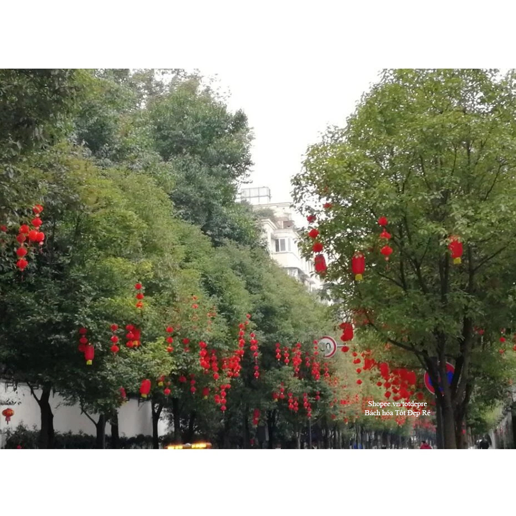 Đèn lồng vải chịu mưa nắng dáng dài hình trụ trang trí Tết, trang trí nhà hàng