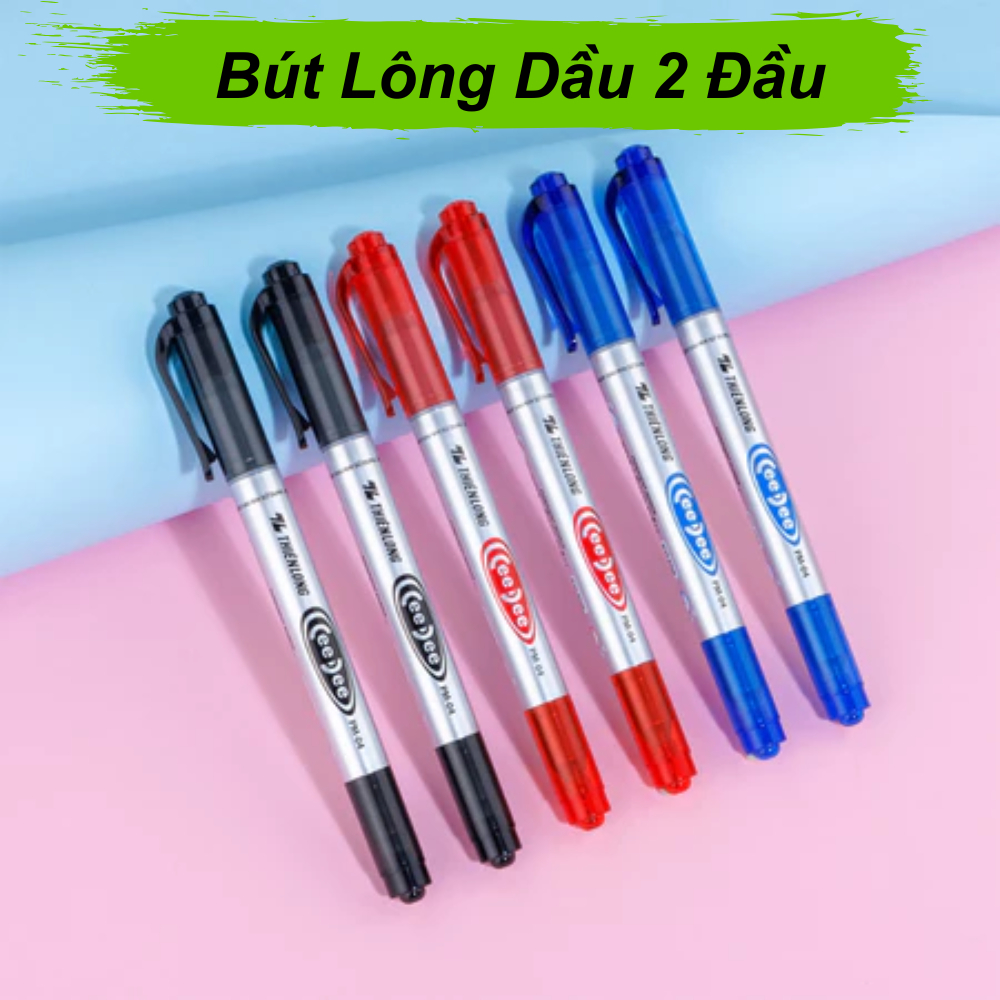Bút lông dầu 2 đầu Thiên Long, bút dạ mực đều bám dính tốt