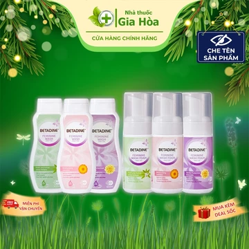 Dung dịch / Bọt vệ sinh phụ nữ Betadine làm sạch, dưỡng ẩm vùng kín, giảm ngứa, khử mùi, viêm phụ khoa, giữ PH tự nhiên