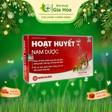 Viên uống Hoạt Huyết Nam Dược giảm đau đầu, chóng mặt, mất ngủ, rối loạn tiền đình - Hộp 50 viên