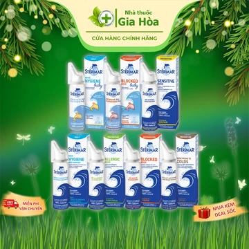 Dung dịch nước muối biển xịt vệ sinh mũi Sterimar (NHẬP KHẨU CHÍNH HÃNG) (Cá heo) cho người lớn và trẻ em