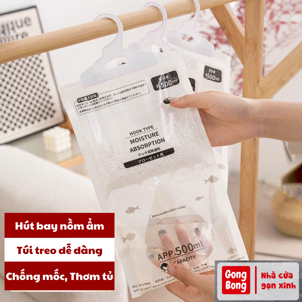 Túi Hút Ẩm Treo Tủ 2 Ngăn 500Ml Khử Mùi Chống Nồm - Hình Ảnh Thực Tế