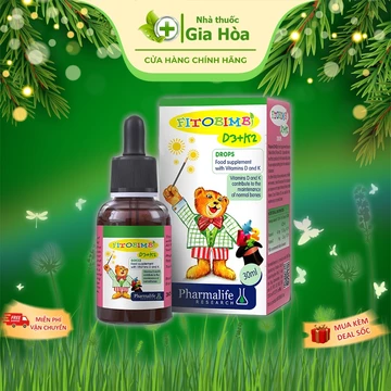 Fitobimbi D3 K2 - Siro bổ sung vitamin D3, K2 giúp bé hấp thu canxi tối đa, xương, răng chắc khỏe, giảm còi xương trẻ em