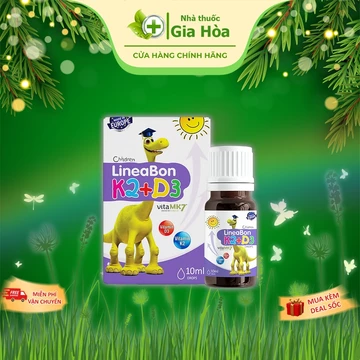Lineabon K2 D3 dạng nhỏ giọt (Drops) bổ sung vitamin D3, K2 tinh khiết, giúp trẻ tăng chiều cao, ngủ ngon, hấp thu canxi
