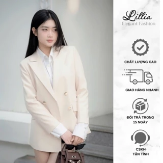 Áo Blazer Nữ Cài Chéo 4 Khuy Áo Vest Dài Tay Thiết Kế Khoác Ngoài Vải Chéo Hàn Phong Cách Hàn Quốc Thời Trang Công Sở Nữ