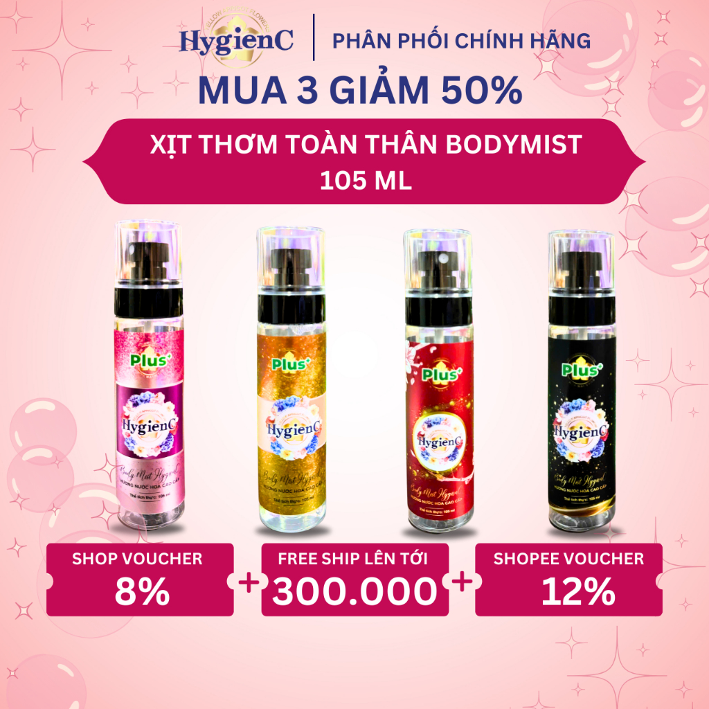 Ảnh Nước Hoa Bodymist HygienC Plus 105 ML/Chai Lưu Hương Tới 6 Giờ - Dành Cho Nam Nữ 1